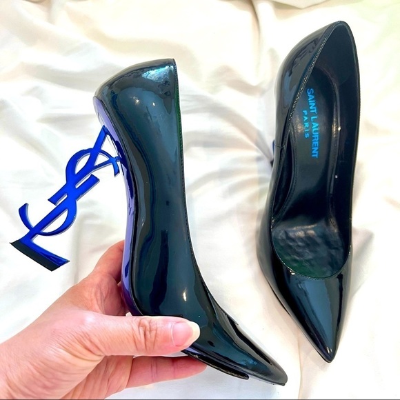Saint Laurent YSL Limited Opyum 110 Patent Heels Blue Black 36 Authentic - Picture 2 of 13